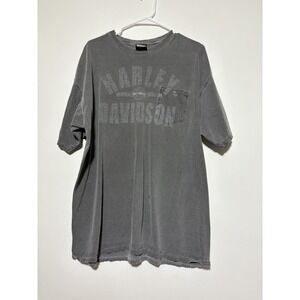 Harley-Davidson Shirt Mens XL Gray Texoma Sherman Pocket Distressed Stains